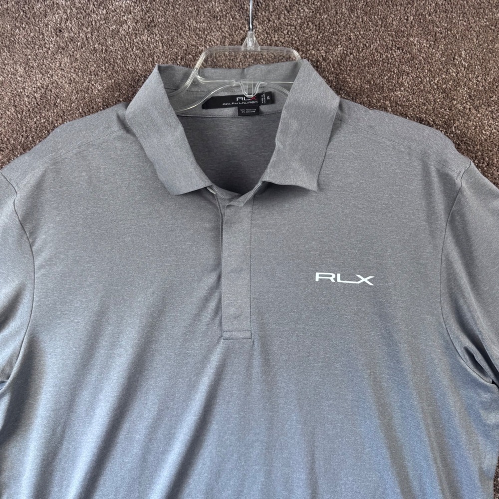 RLX Ralph Lauren Mens XL Gray Performance Golf Polo Short Sleeve Stretch Logo